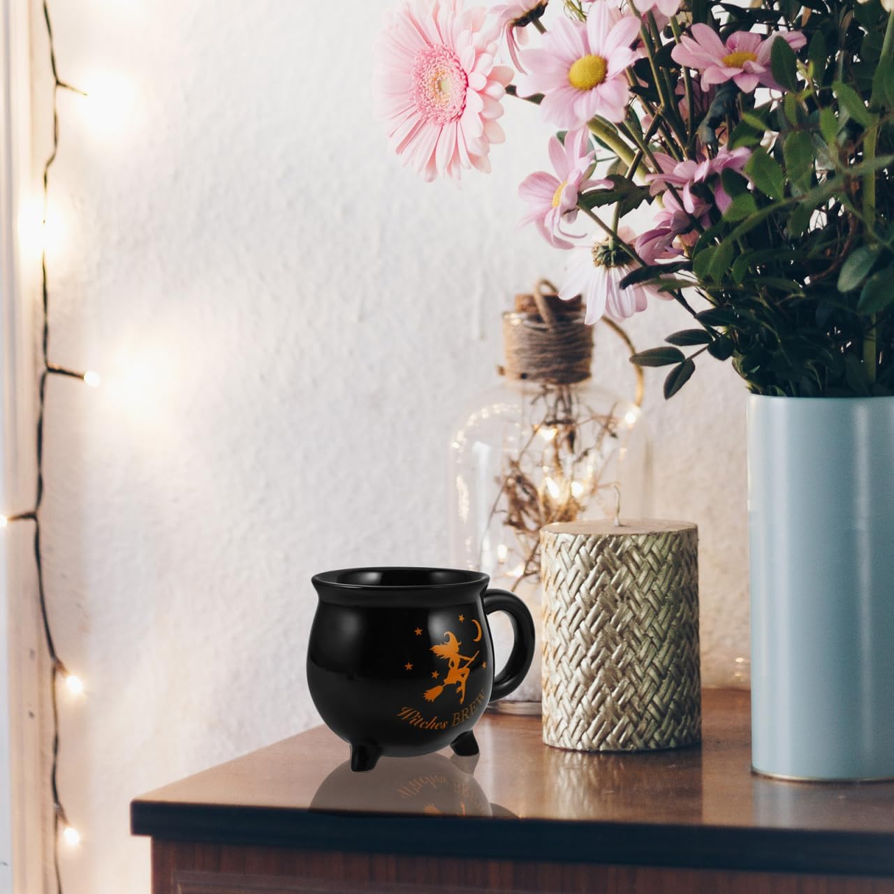 GLEAVI Witch Cup Ceramic Cauldron Mug 12Oz Porcelain Coffee Mug for Women Unique Witchy Drinkware for Halloween Kitchen Dining - Image 5