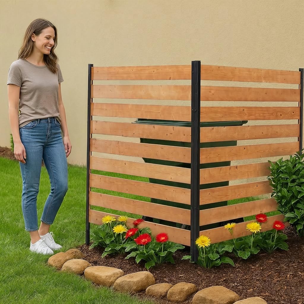 48 * 48 Inch Wood Privacy Fence Screen, Wooden Fence Panels for Outdoor Yard Trash Cans, AC Unit, Swimming Pool, Garden Yard Screen Windproof Enclosure(1 Panels)