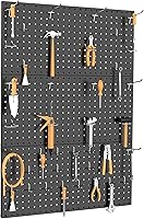 Vista 2 de TORACK 3 piezas de paneles de tablero de clavijas de metal para almacenamiento de herramientas de garaje en pared, tablero de clavijas para banco