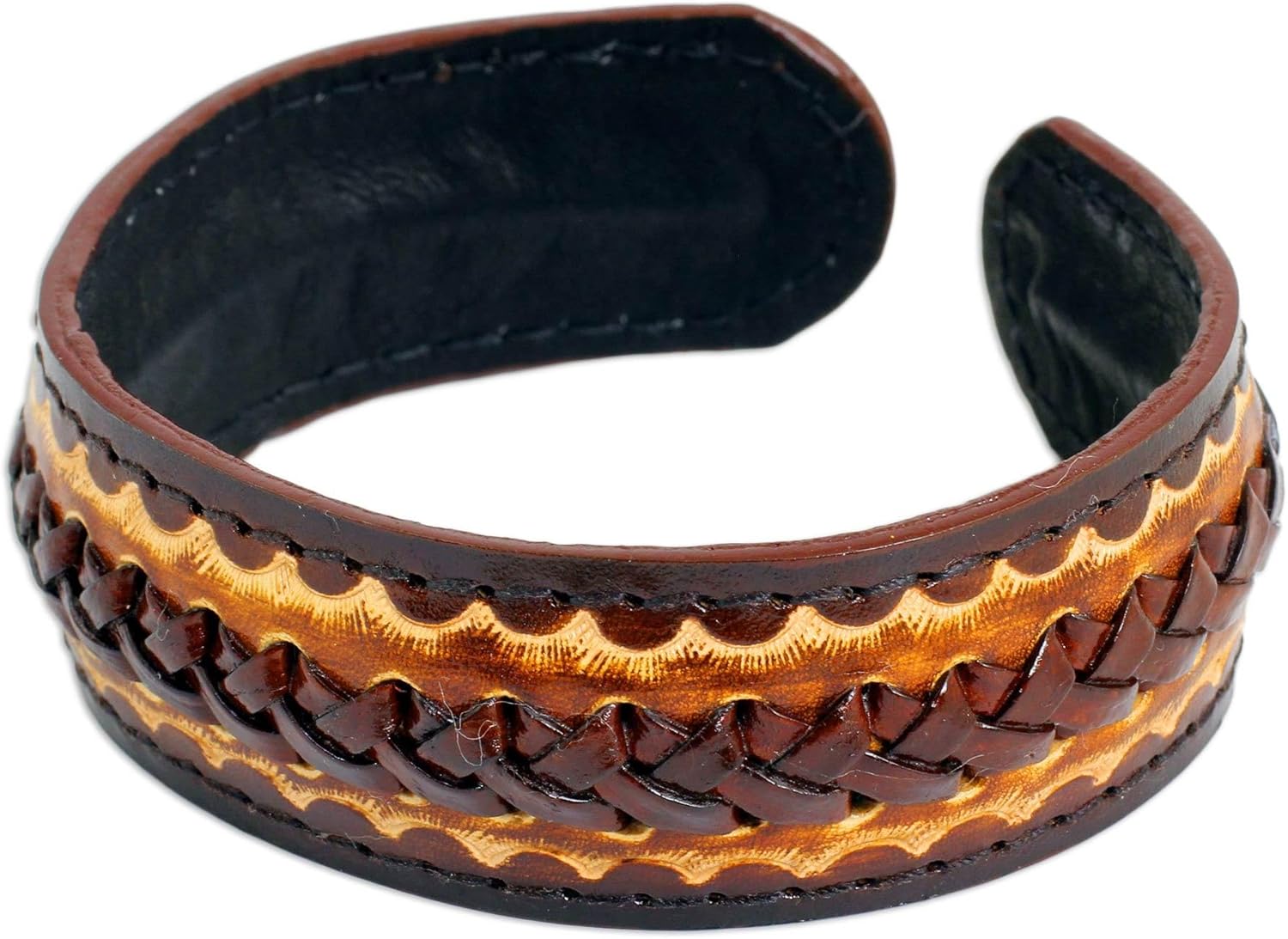NOVICA Artisan Handmade Men's Leather Cuff Bracelet Artisan Crafted for Brown Thailand [7.75 in L (end to End) x 1 in W] ' Desert Warrior'