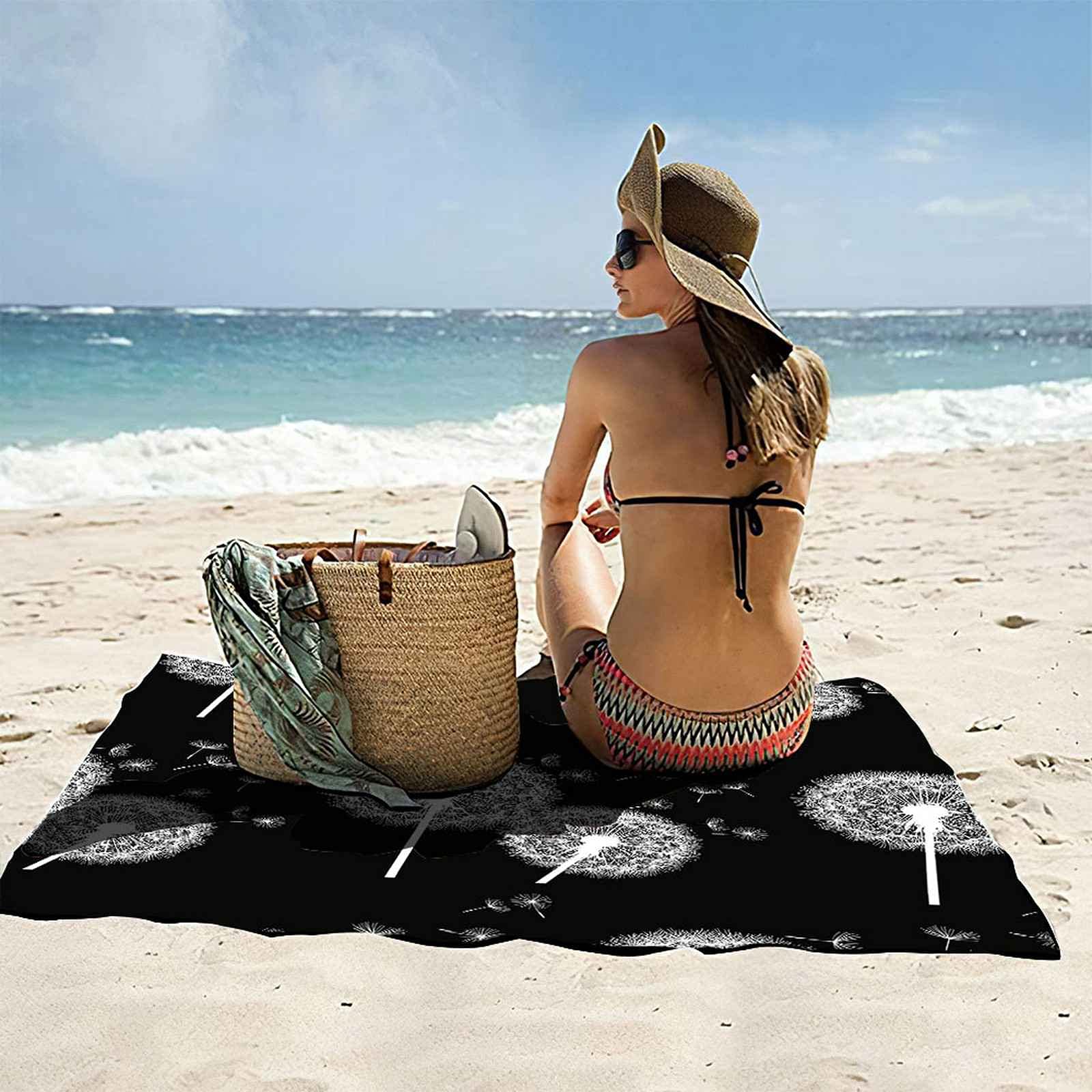 3D Drap De Plage Pissenlit Blanc Serviette De Plage Microfibre Serviette Douce Les Voyages Couverture De Plage pour La Piscine Gym Camping Natation Pique-Niques en Plein 150x200cm