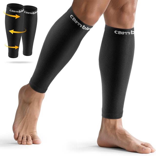 CAMBIVO Polpaccera Compressione Uomo Donna per Corsa e Fitness, 2 Paia | Calze Compressione Graduata Senza Piede, Fascia Elastiche Polpaccio, Libertà di Movimento per Attività Sportive