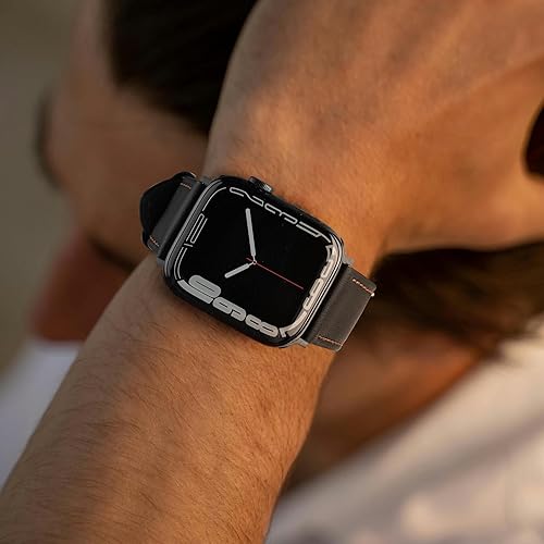 Vista 102 de Correa de cuero compatible con correas de Apple Watch de 1.811 in, 1.772 in, 1.732 in, 1.654 in (Serie 1/2/3) para hombres y mujeres, correa de Azul