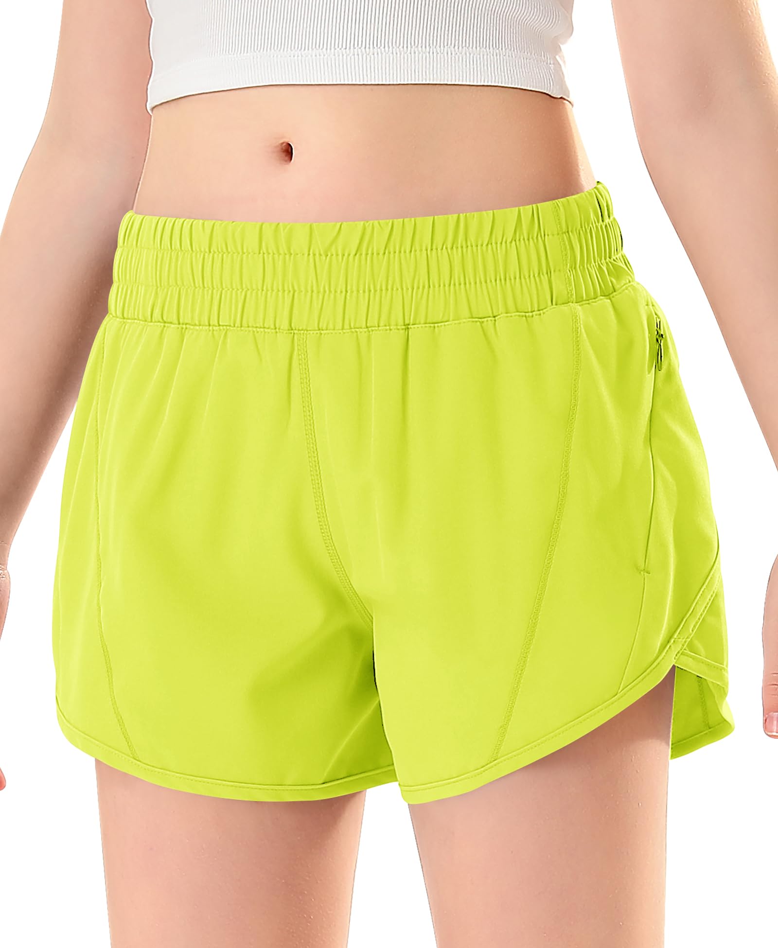 DOCUMO Girls Athletic Shorts with Zipper Pockets 4-14Y