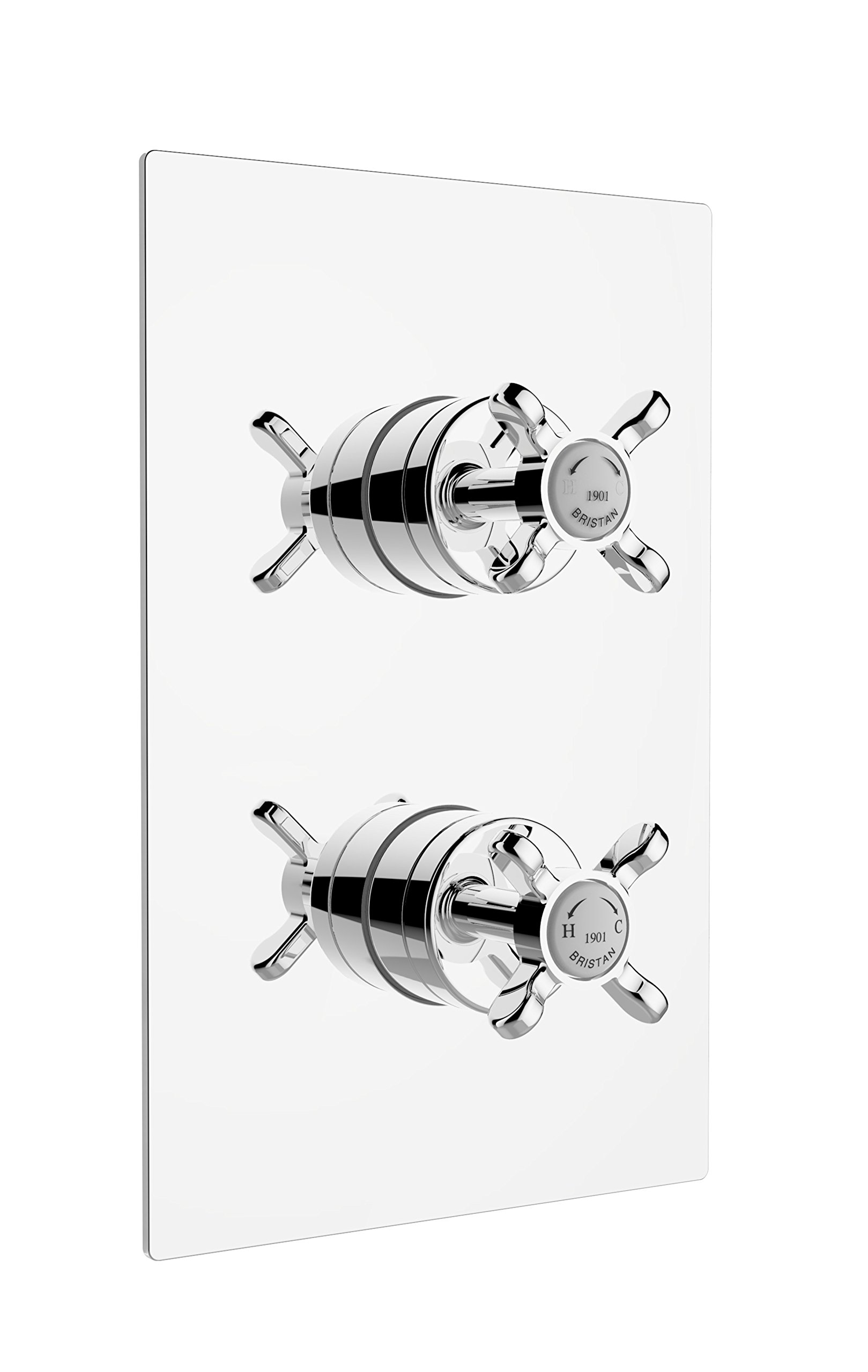 Bristan Chrome 1901 Recessed Thermostatic Dual Control Shower Valve With Integral Two Outlet Diverter | | Brass | 165Mm X 255Mm X 125Mm