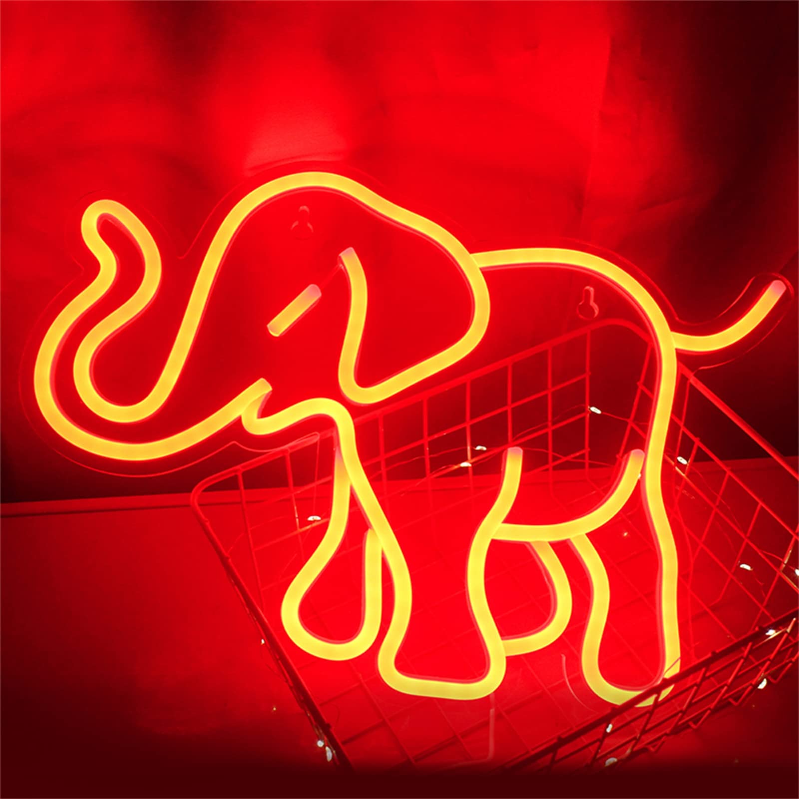 Neon Light Sign Party Led Elephant S Art Lighting Usb Powered Neon Led Lights With Switch Club Shop Wall Hanging Decoration 27X39Cm