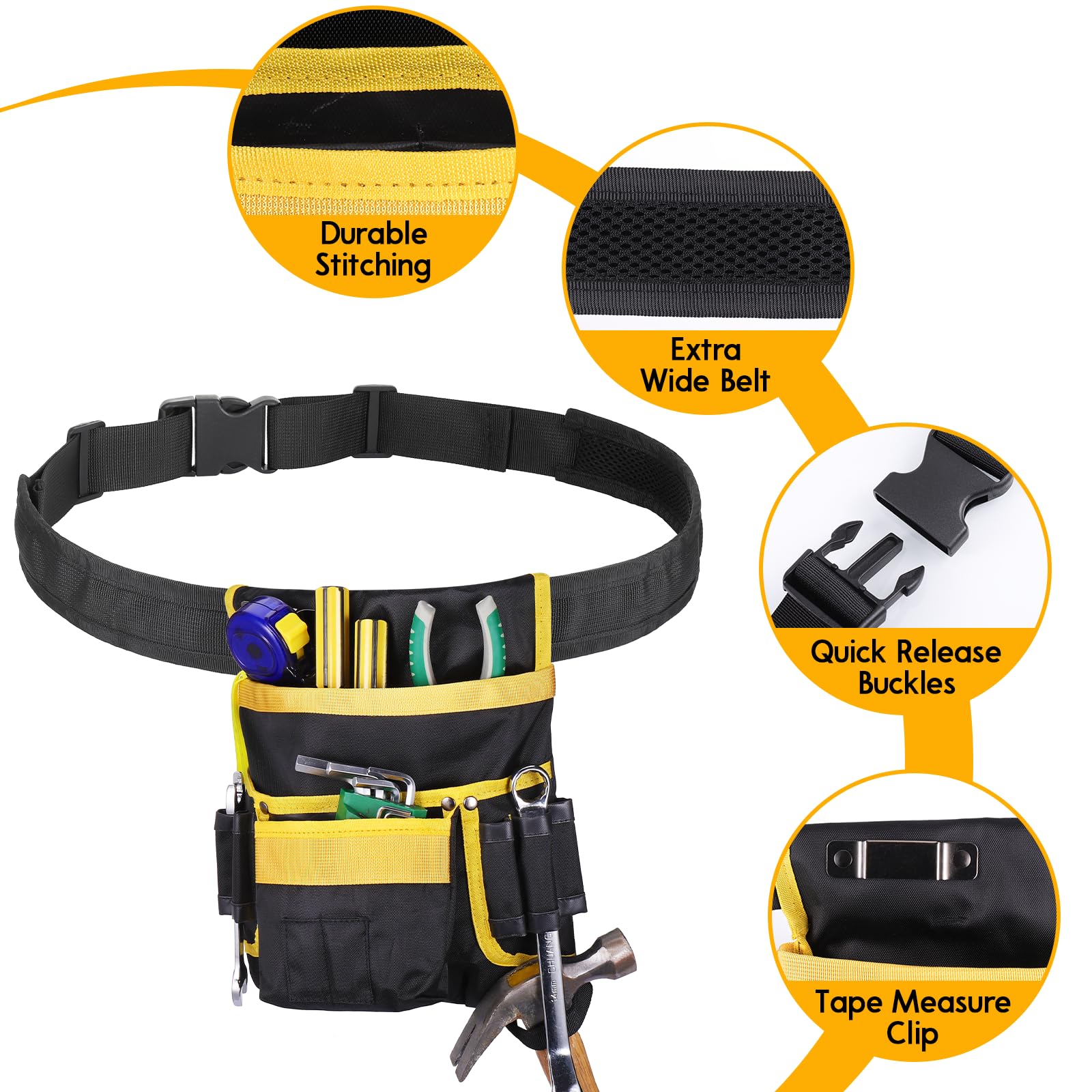 Zocipro Cintura Porta Attrezzi, Magnetiche Cintura Attrezzi da Uomo con 14 Tasche, Regolabili Staccabili Cintura Attrezzi Lavoro per Elettricista, Falegname, Edilizia