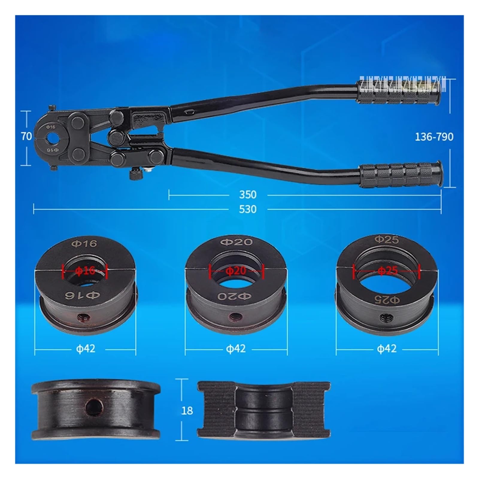 CW-1625 Mechaniczny klucz do rur Szczypce zaciskowe Imadło do rur ze stali nierdzewnej do tulei rur miedzianych Rura aluminiowo-plastikowa kompozytowa