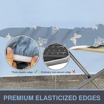 VividPaw Ironing Board Cover and Pad, Standard Size 15x54, Thick Padding, Elastic Edge, Resist Scorching, Adjustable Fastener, Heavy Duty Floral Iron Board Covers (Butterfly)