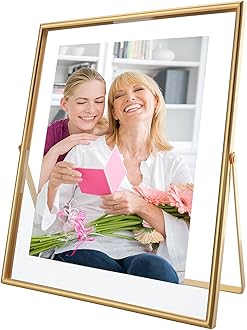 Gold Floating Frame, 8×10 inches, Vertical, For Picture 7x9, 6x8, 5x7, Tabletop Photo Frames, Classy Gift For Mother's Day, Birthday or Wedding