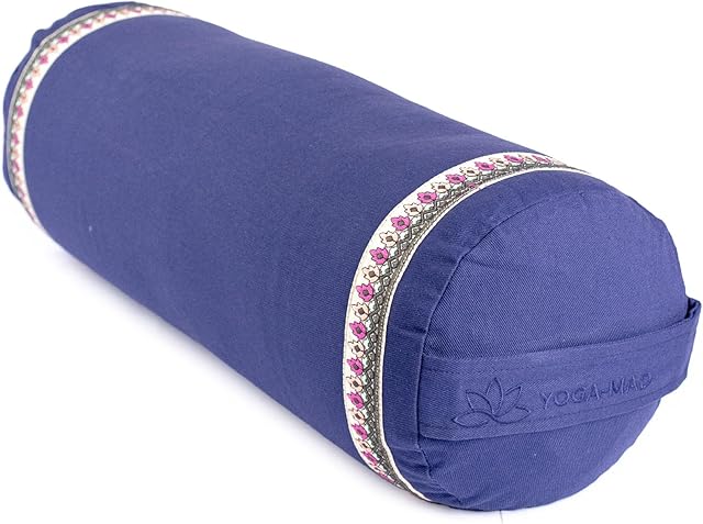 Yoga-Mad Yoga Bolster, Eco Friendly Buckwheat Bolster, 61cm x 23cm, Removable Washable Cover, Ideal for Yoga, Meditation and General Support