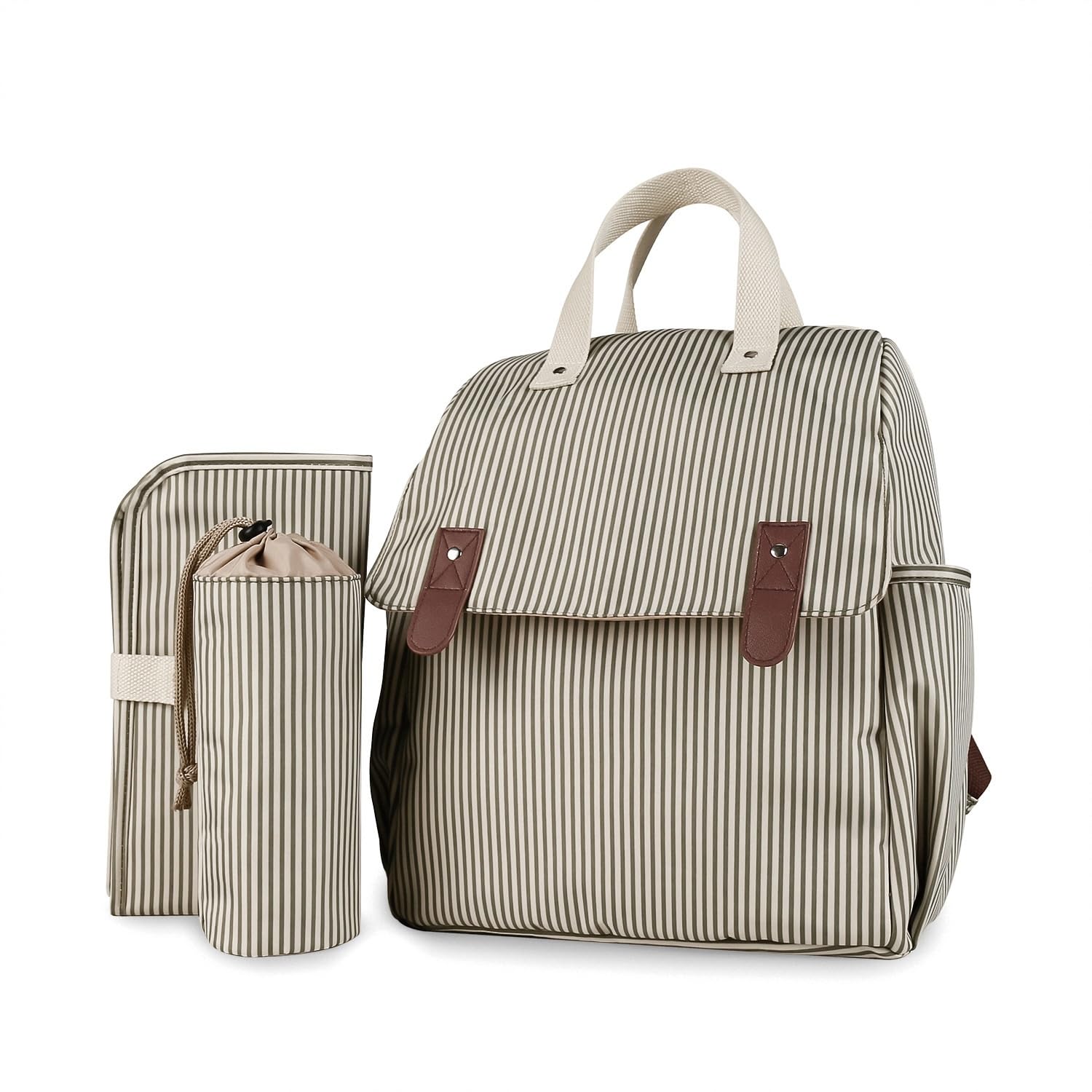 Sac à Dos Langer Bébé Ensemble Trois Pièces Matelas Biberon Grande Capacité Khaki