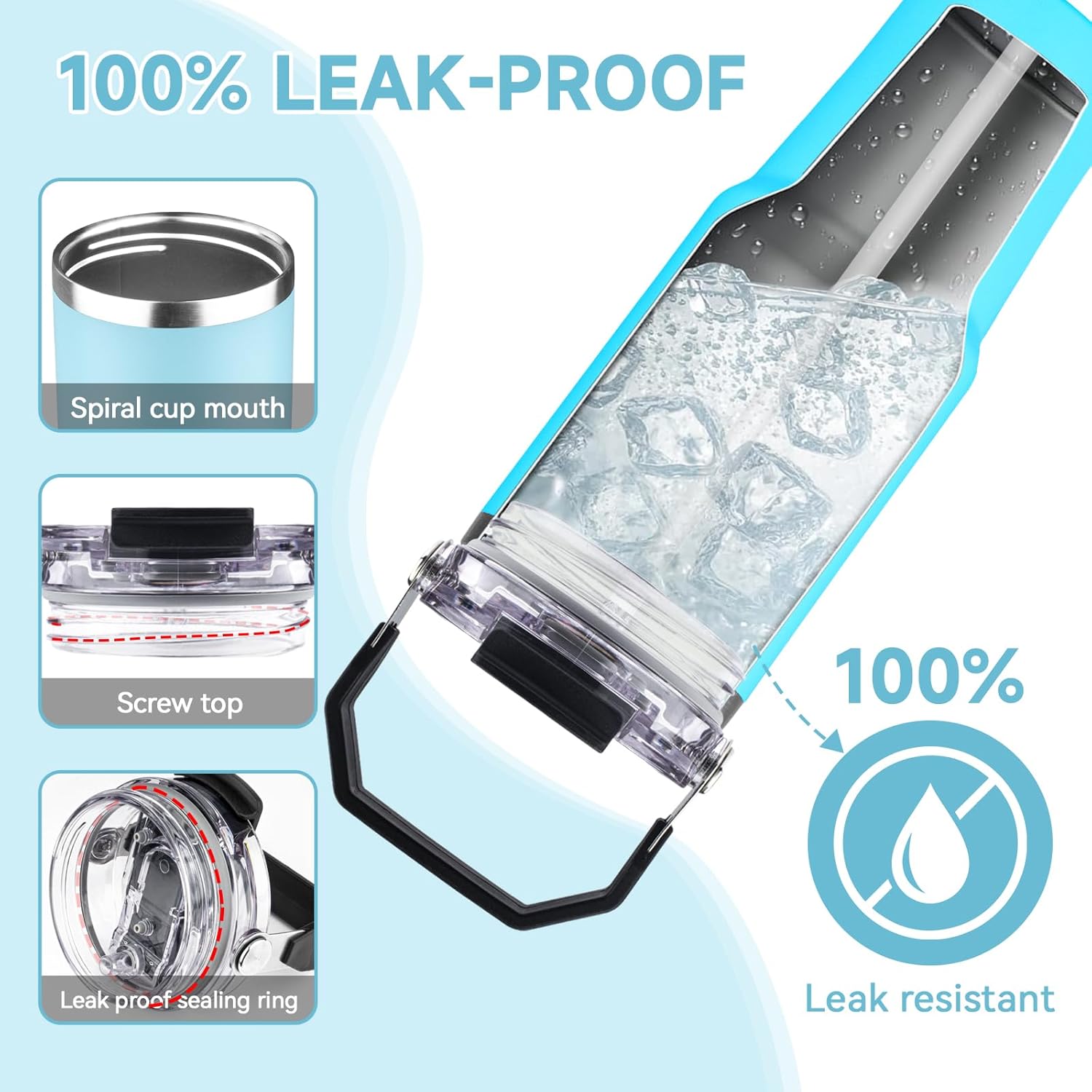 30oz Tumbler with Handle and Flip Straw Lid Double Wall Insulated Travel Coffee Mug Stainless Steel Vacuum Insulated Coffee Tumbler Cup for Hot and Cold Beverages,BPA-free(30oz,Azure) - Image 5