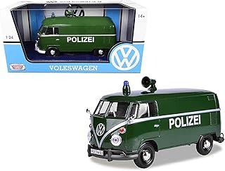 Volkswagen Type 2 (T1) Police Van Polizei Dark Green 1/24 Diecast Model Car by Motormax 79574