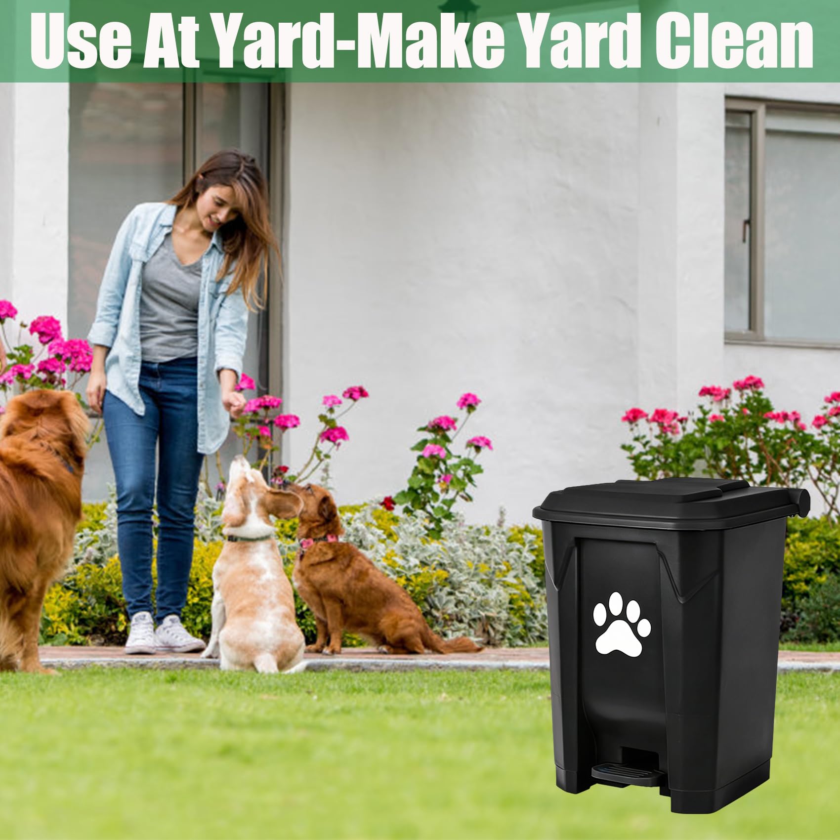 Cubo de basura para excrementos de perro con tapa, contenedor de residuos