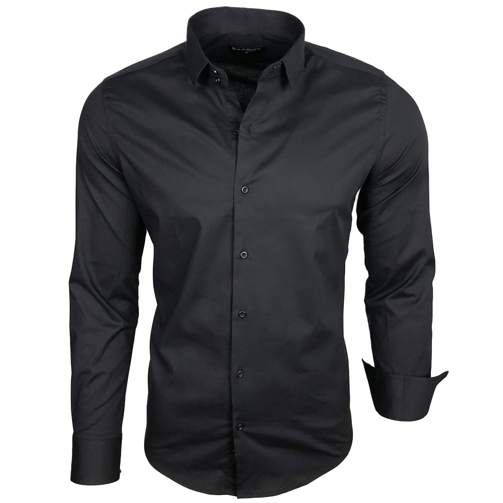 Subliminal Mode – Camisa para hombre de corte ajustado cuello y manga bicolor con un planchado fácil de manga larga informal S500