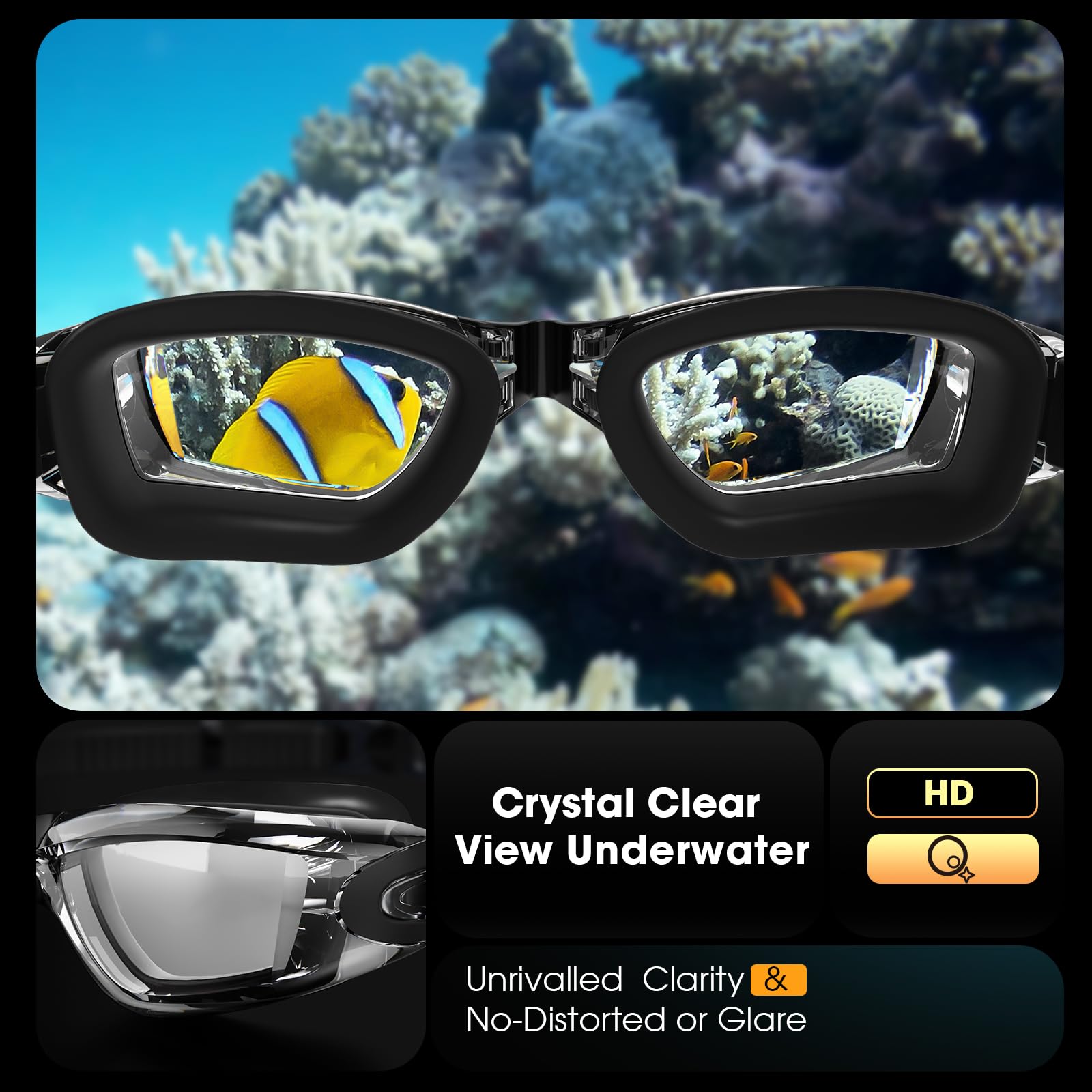 Braylin Swim Goggles, 2-Pack Swimming Goggles, Anti Fog, No Leaking For Adult Women Men Youth