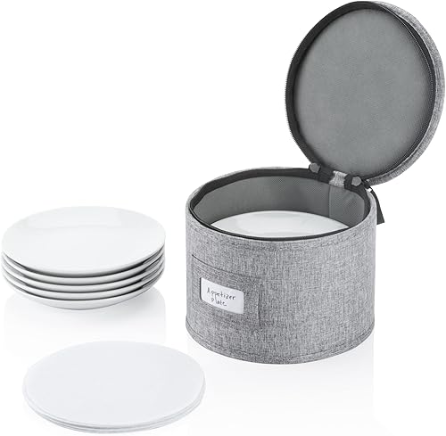 Contenedor de almacenamiento de porcelana para platillo, cuencos y platos de aperitivos, 7 pulgadas de ancho x 5.5 pulgadas de alto, incluye 12