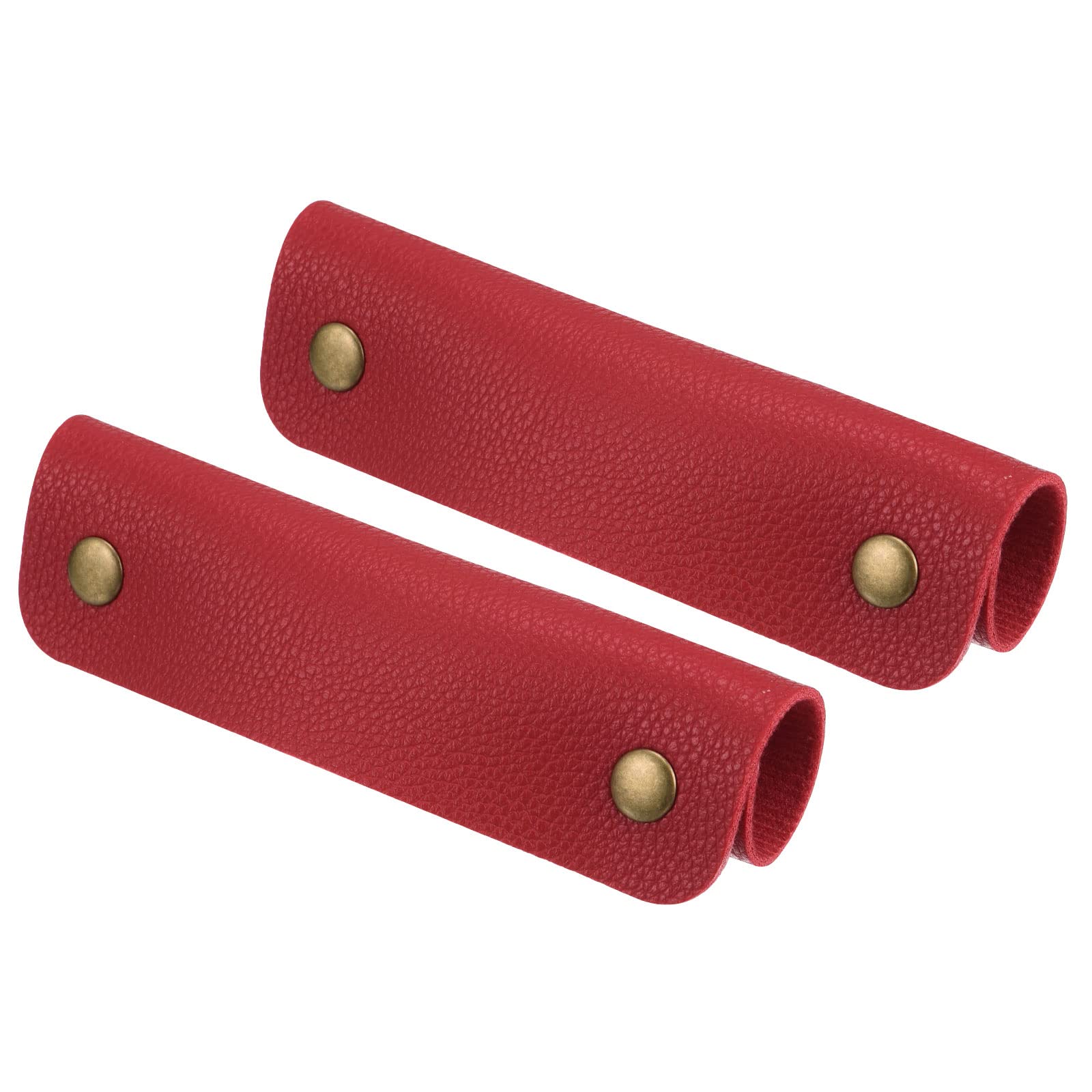 PATIKIL Luggage Handle Wrap, 2 Pack PU Handbag Grip Cover Protector Identifier with Clasp for Suitcase Grocery Shopping Bag Red