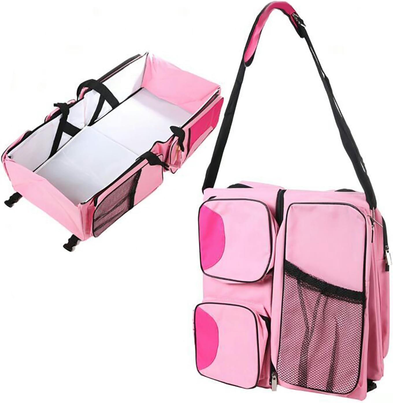 Cuddle Baby Covertible Diaper Basinett Travel Bag (Pink)