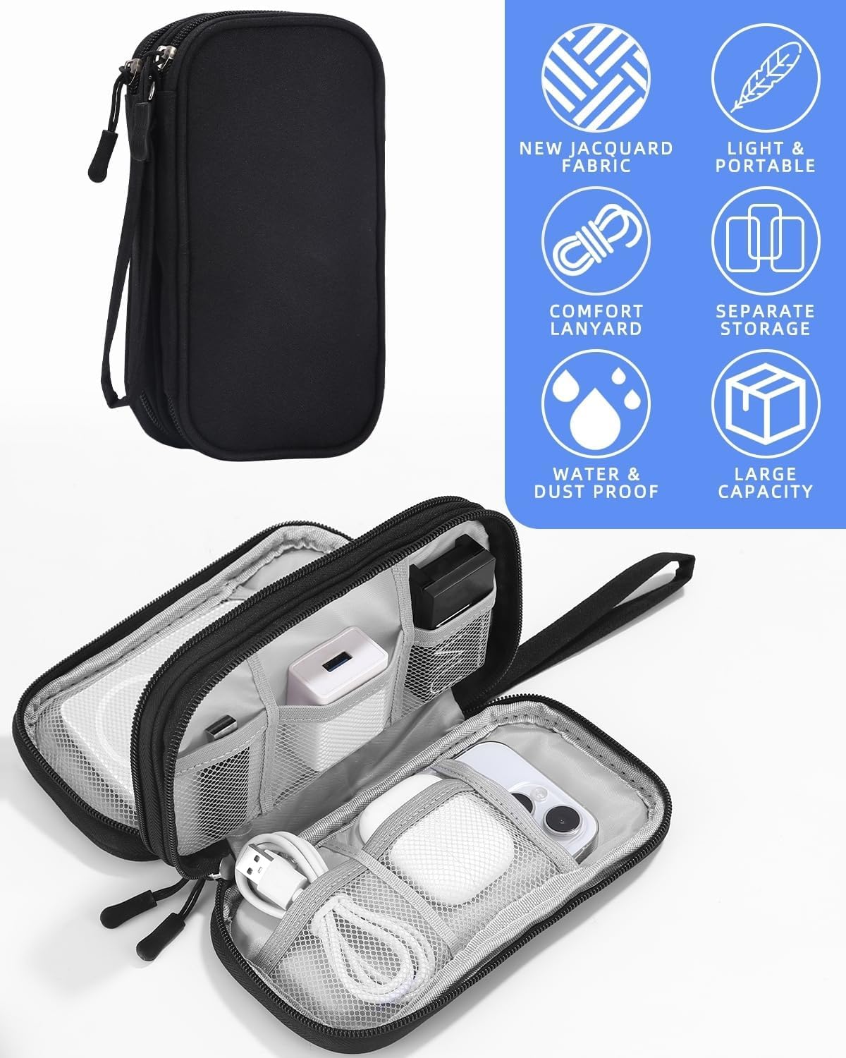 Borsa Organizer Per Cavi SOBEAU - Doppio Strato Per Viaggi