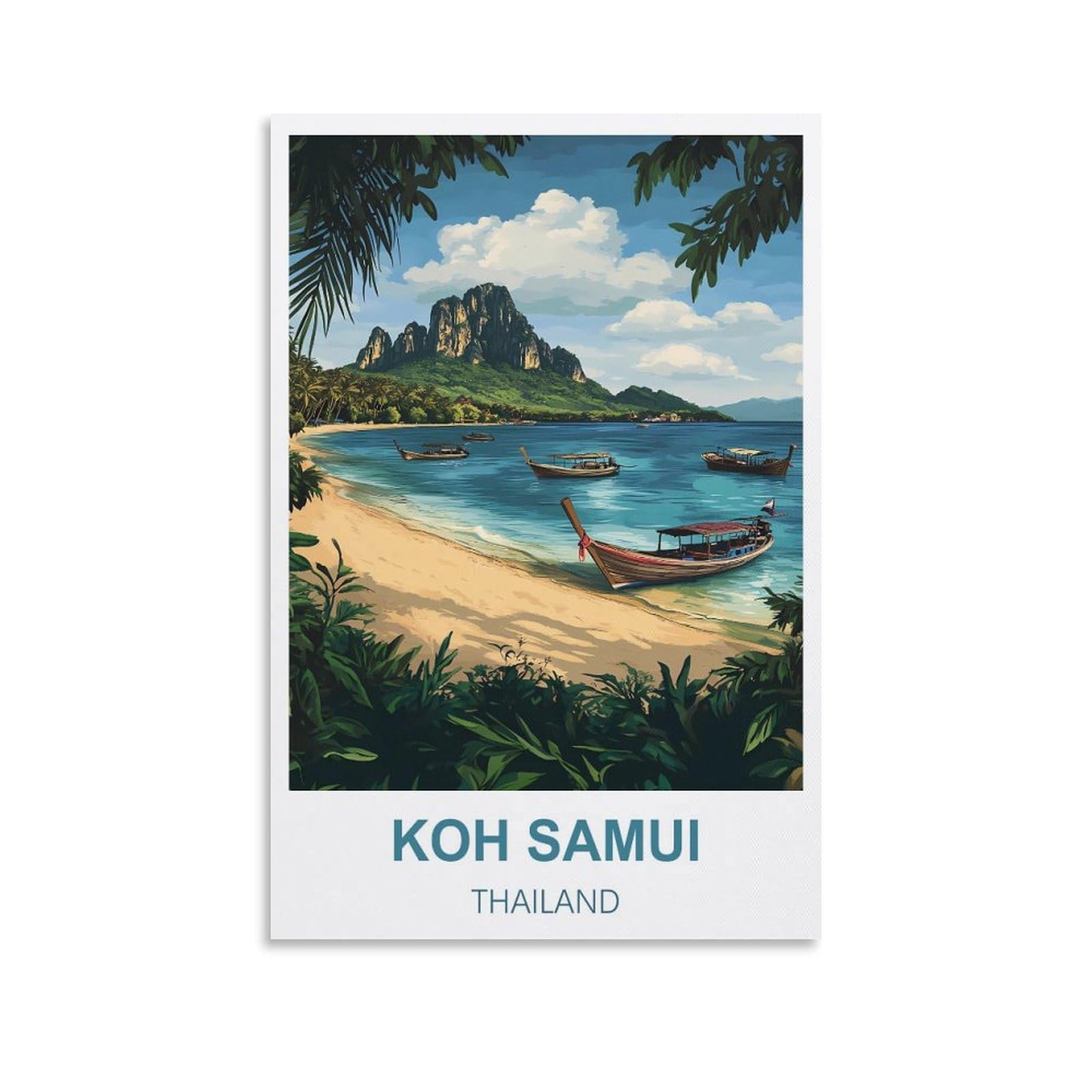 FJIWECWSQ Koh Samui Thailand Vintage Travel Poster 16x24inch(40x60cm) Canvas Wall Art Painting Prints