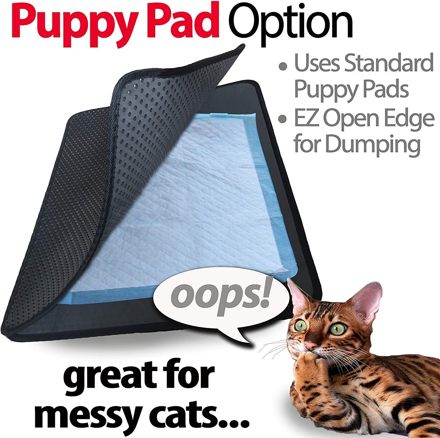 iPrimio Small Cat Litter Trapper Litter Mat, EZ Clean Cat Mat, Litter Box Mat Water Proof Layer and Puppy Pad Option. Patented. (23"x21" Black)