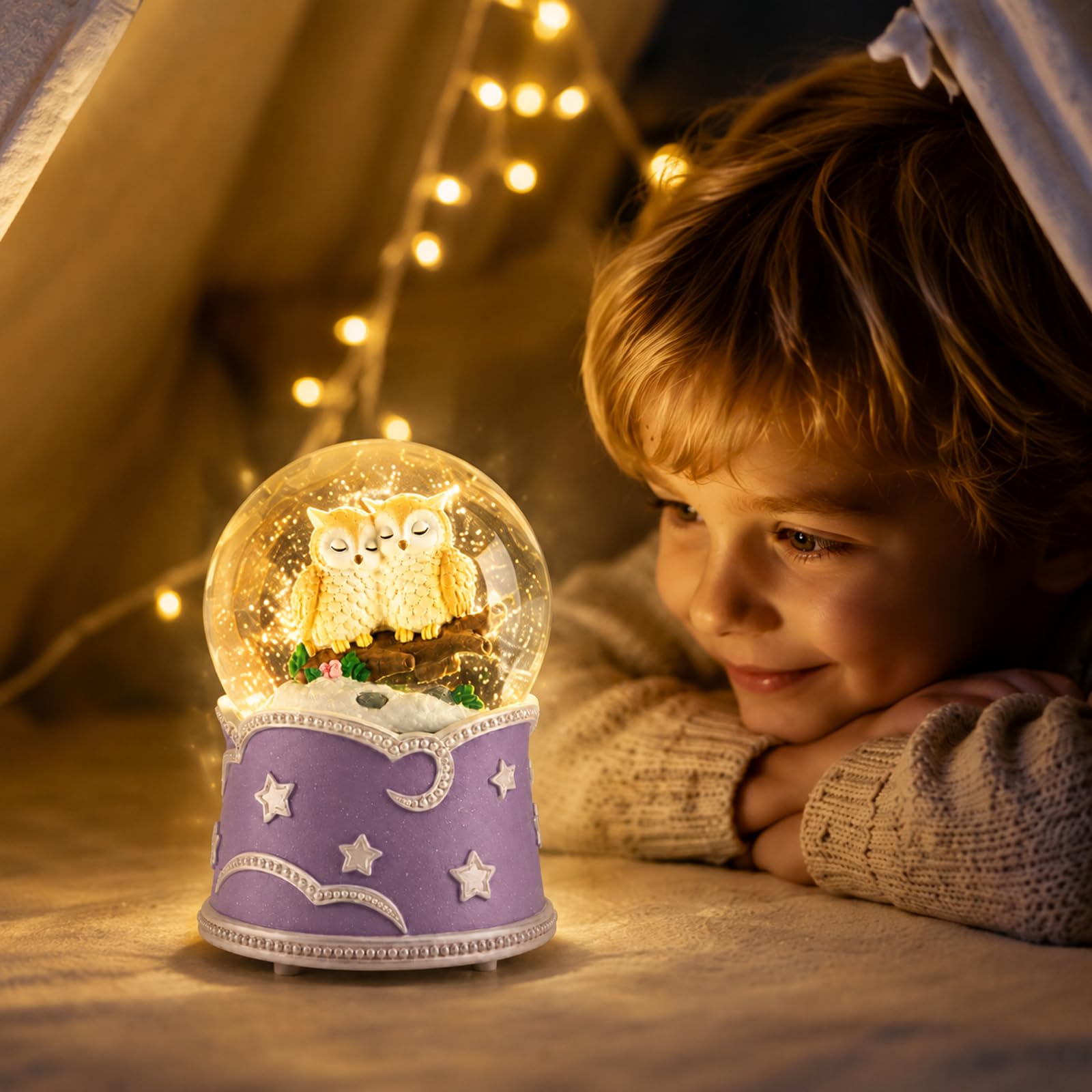 Globo de nieve musical para expresar amor con luces y melodías hermosas