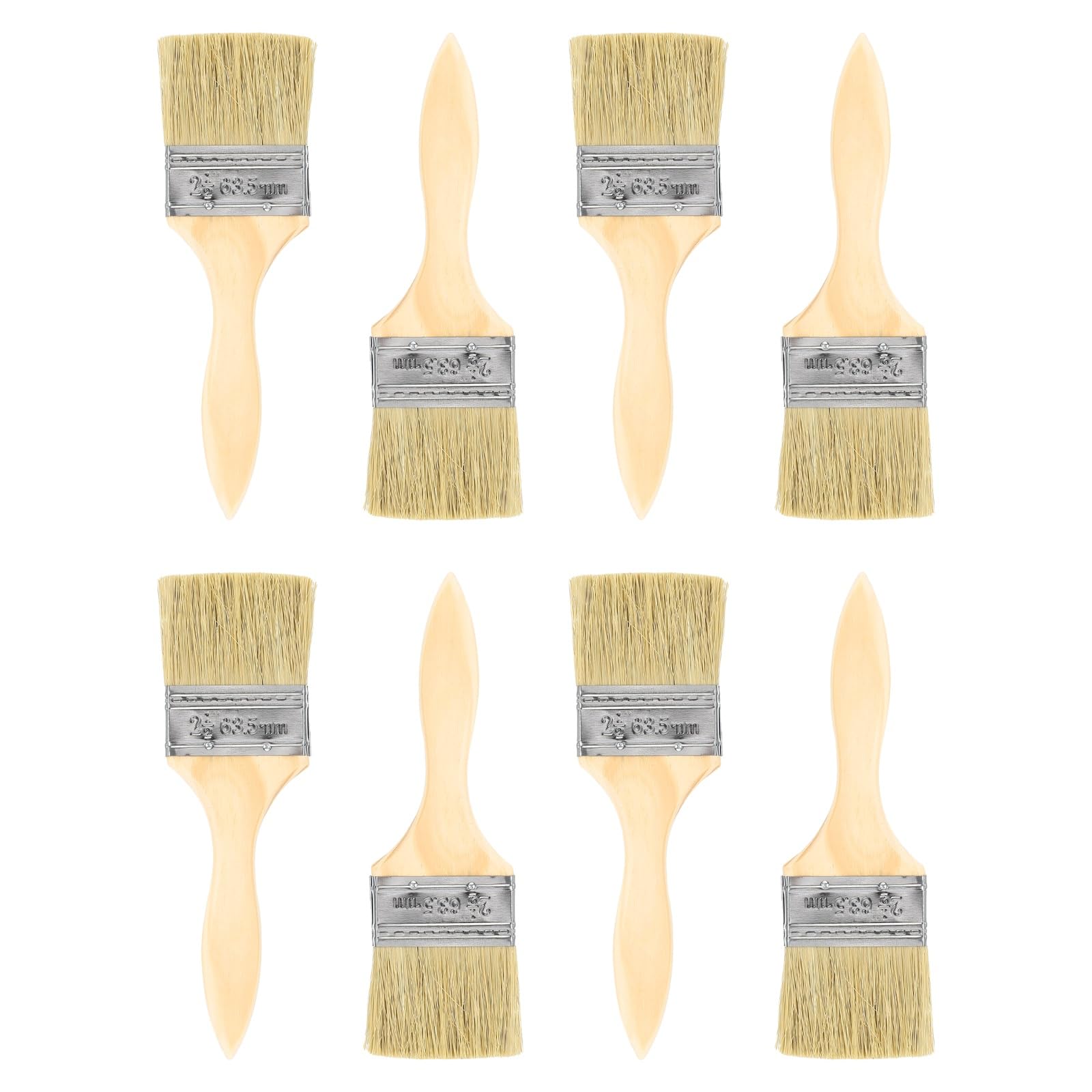 sourcing map 8pcs Chip Paint Brush 2.5" Flat Painting Brushes Synthetic Bristle Paint Brushes with Wooden Handle for DIY Art Painting Furniture Cabinet Fences Deck Wall Door Trim