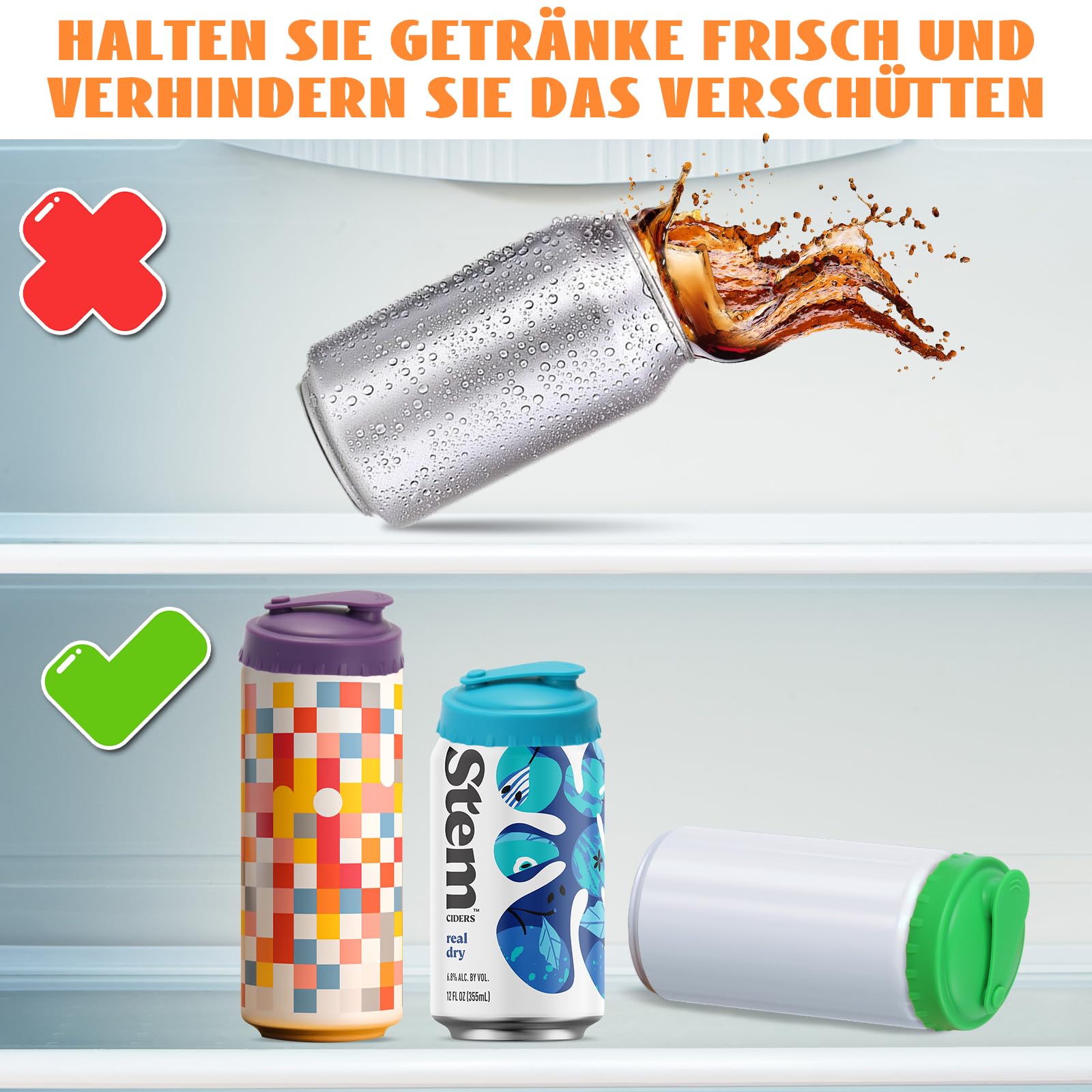 Bouchons De Canettes En Silicone - Lot De 6 Couleurs - Étanches Et Réutilisables - Pour Soda, Bière, Jus