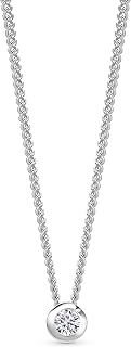 Halskette Damen -925 Sterling Silber– Kette Silber 925 Damen, Kettenanhänger Zirkonia Stein, Hypoallergene Silberkette 46cm, Zirkonia Anhänger, Silberschmuck, inkl. edler Schmuckbox