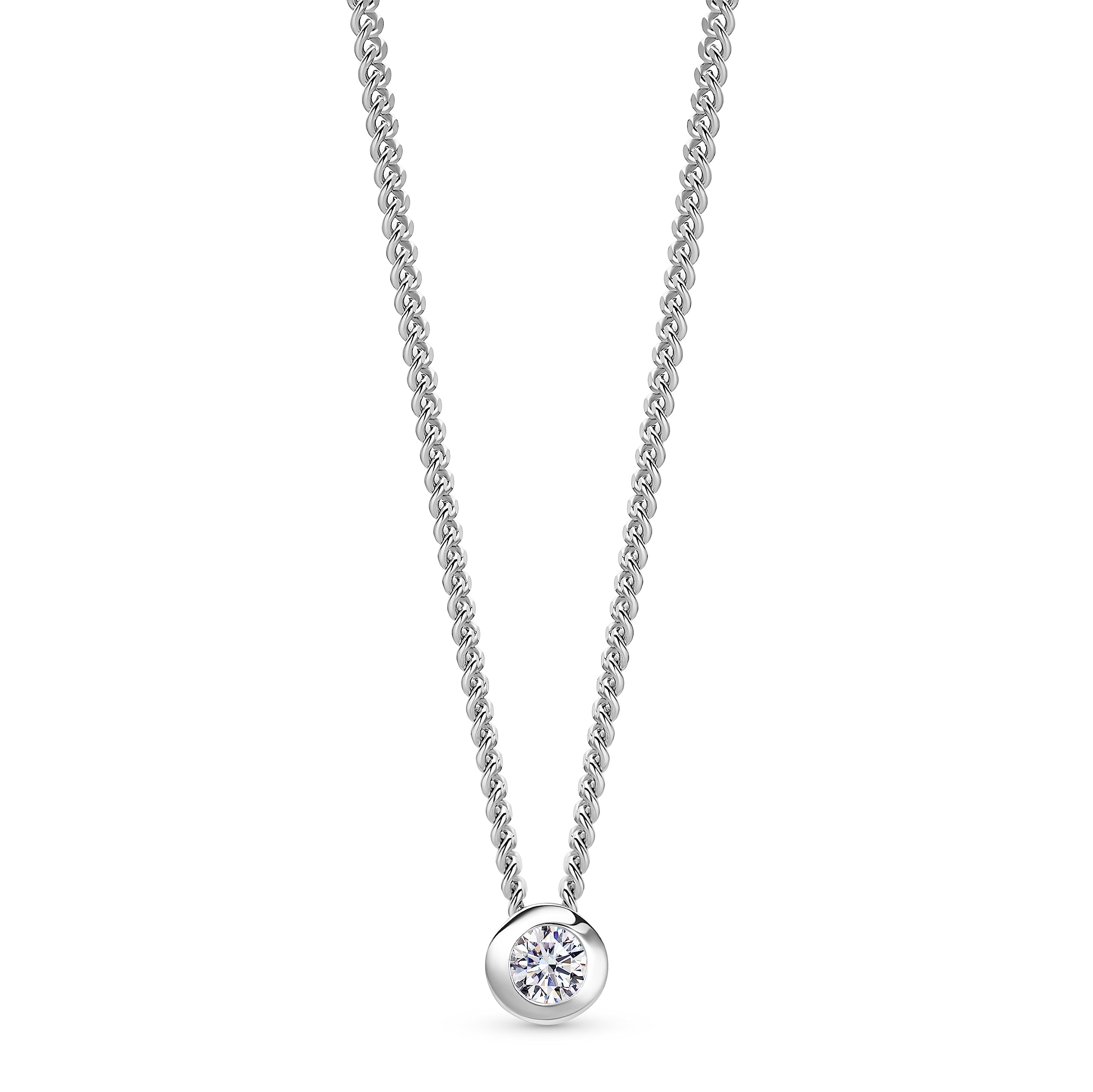 OROVI Collana Donna Argento 925 Collana con Ciondolo Punto Luce con Zircone 46 cm, gioiello anallergico confezionato in un elegante astuccio portagioie