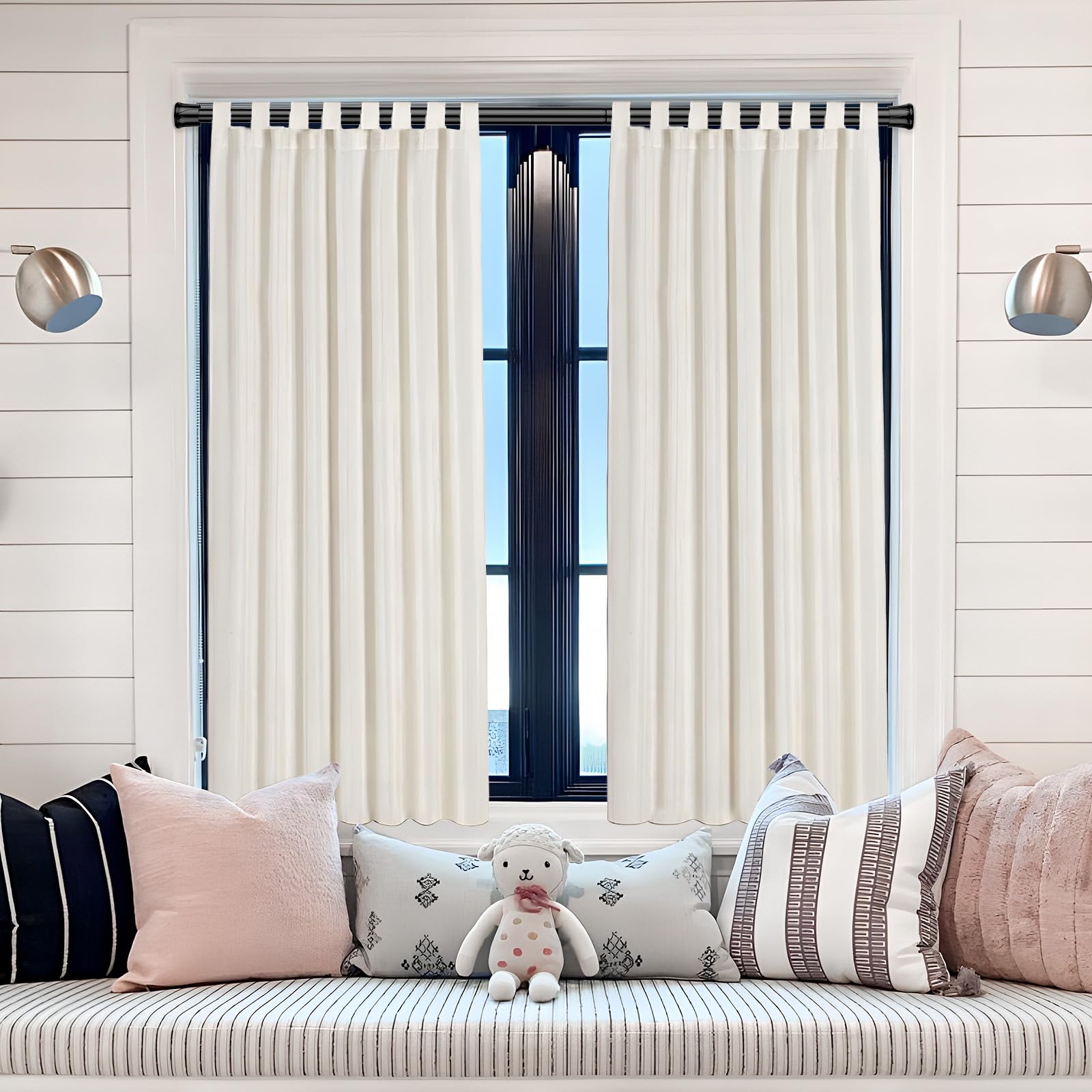 AIZESI Lot de 4 tringles à rideaux extensibles et réglables de 71 à 122 cm pour fenêtre, porte, placard, salle de bain, cuisine - Noir