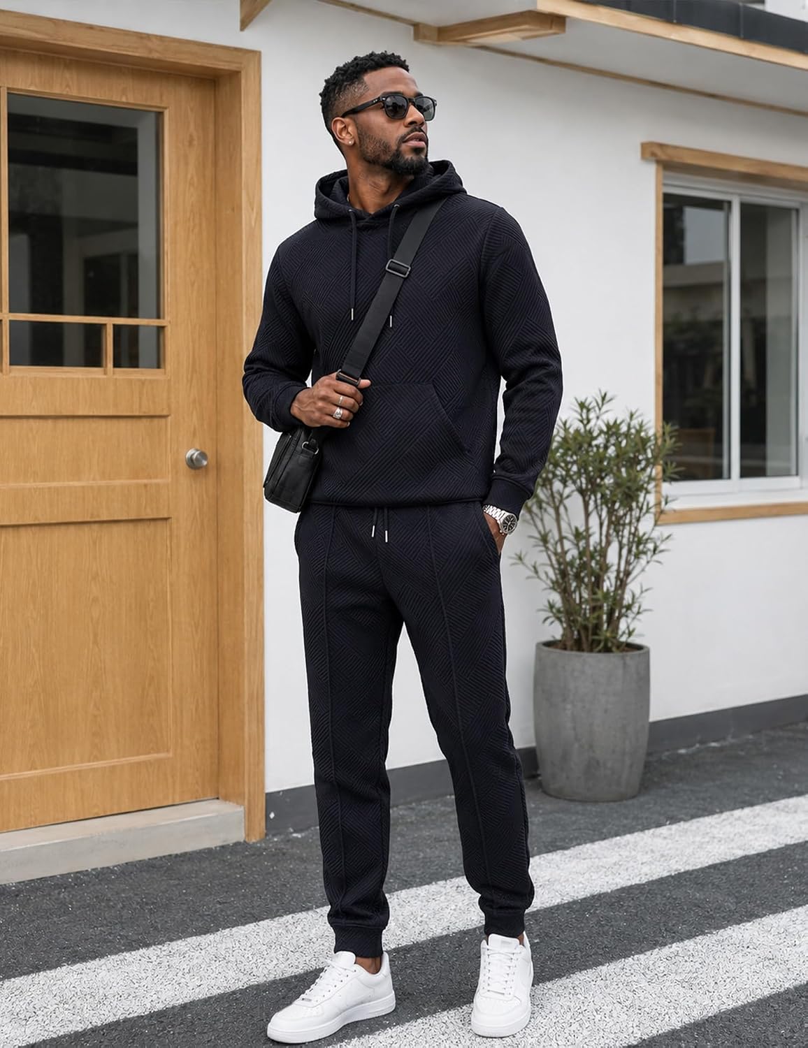 UOUA Mens 2 Piece Set Sweatsuit Pullover Hoodie & Joggers Casual Tracksuit image 3