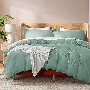 Nestl Sage Green California King Duvet Cover Sets - Soft Double Brushed Cal King Duvet Cover, 3 Piece, with Button Closure, 1 Duvet Cover 104x98 inches and 2 Pillow Shams