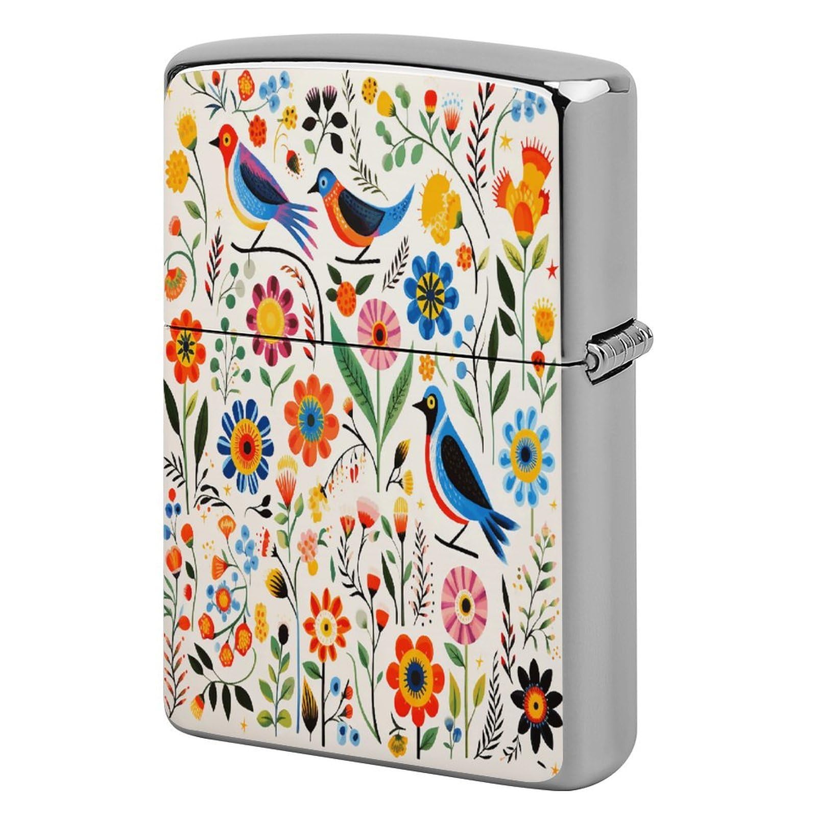 Fodpand Style Flower And Bird Pattern Metal Lighter Case Cover Lighter Sleeve