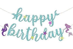 No-Fuss Pre-Strung Glitter Mermaid Birthday Banner