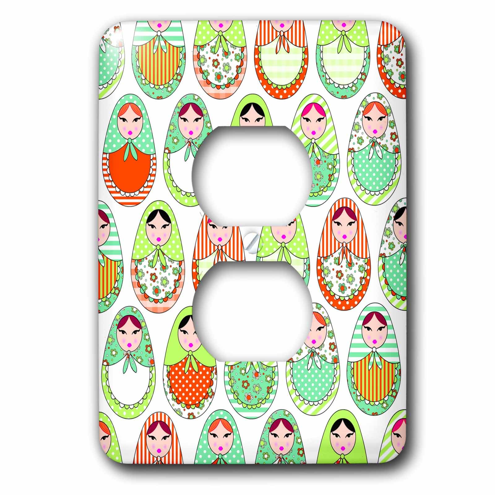 Funda para 2 enchufes lavable con estampado de muñecas matrioskas rusas (2 piezas)