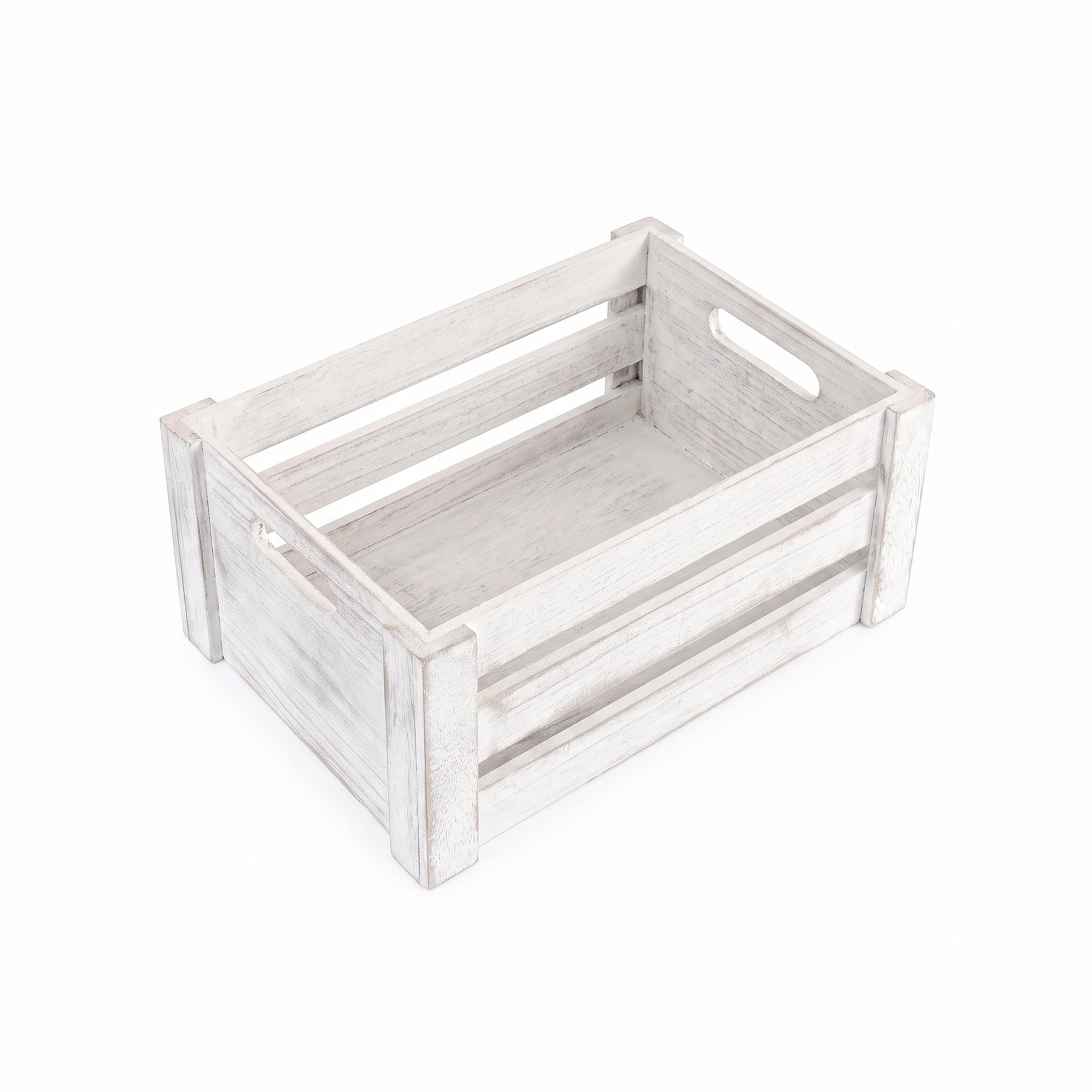 green leaves Lovely Wooden Crate Storage Box Shelve Box Home Organizer Gift Hampers (Small, Off White)
