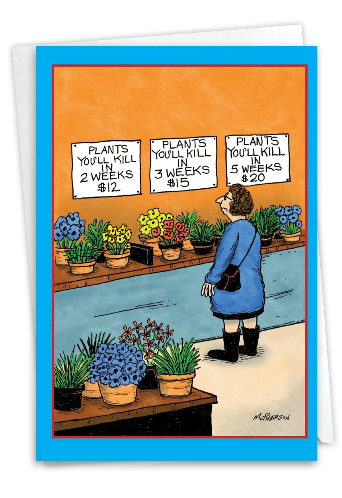 NobleWorks Funny Birthday Paper Card with 5 x 7 Inch Envelope (1 Card) Bday Plant Kill C10871BDG-UA