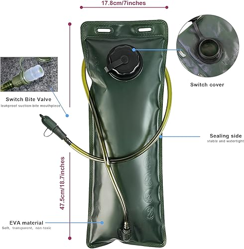 Miniatura 6 de Zavothy Mochila táctica de hidratación Molle con vejiga de agua de 3L Mochila de hidratación para ciclismo, correr, ciclismo, senderismo, mochila