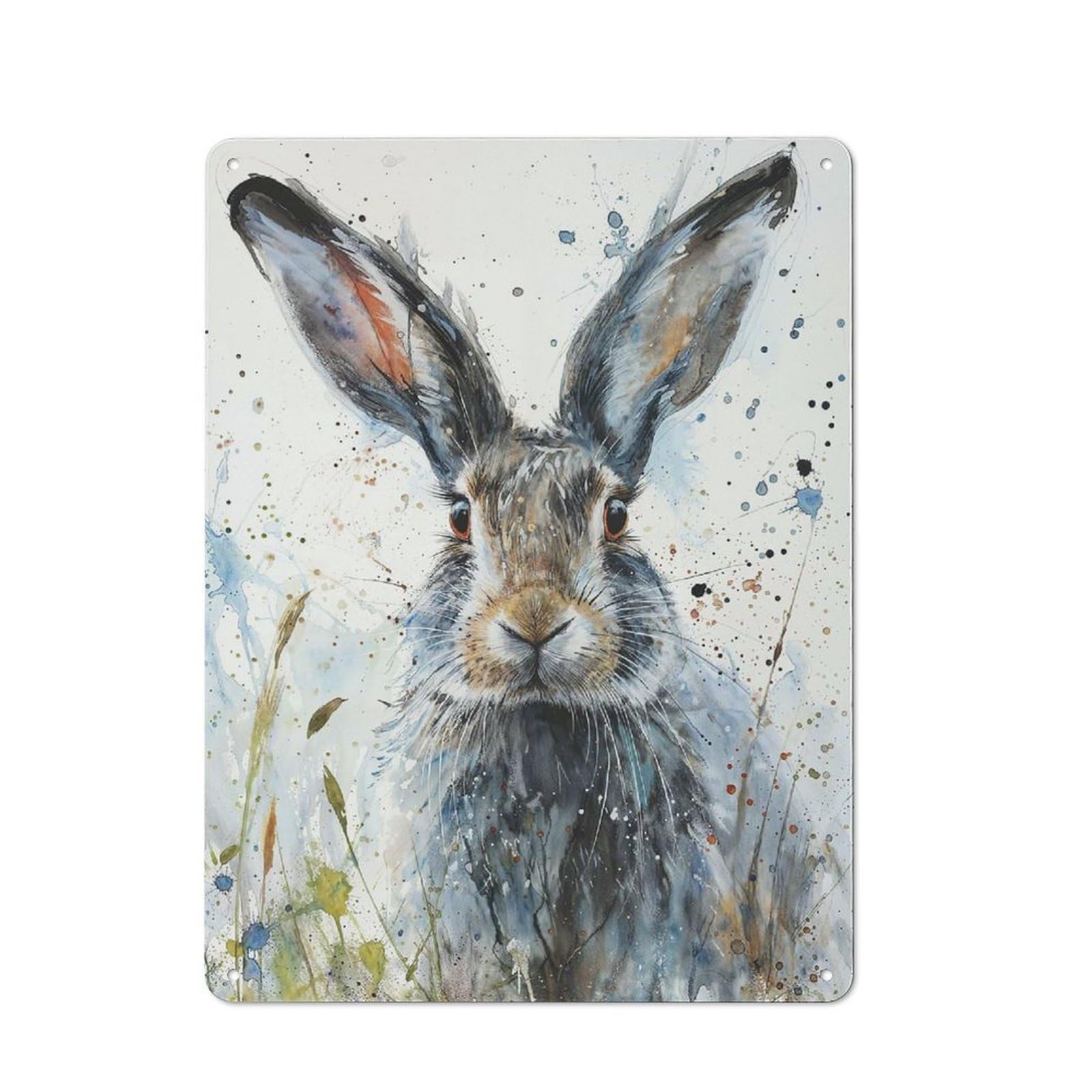Splash of Hare Decorative Metal Plaque 40x30cm, Garage Style Shed Wall Plaque for Workshop, Basement, Shed Or Games Room