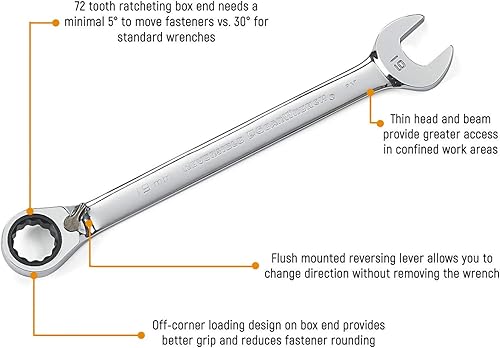 Miniatura 2 de GEARWRENCH Juego de llaves combinadas de trinquete reversibles de 8 piezas de 12 puntos, métricas - 9543