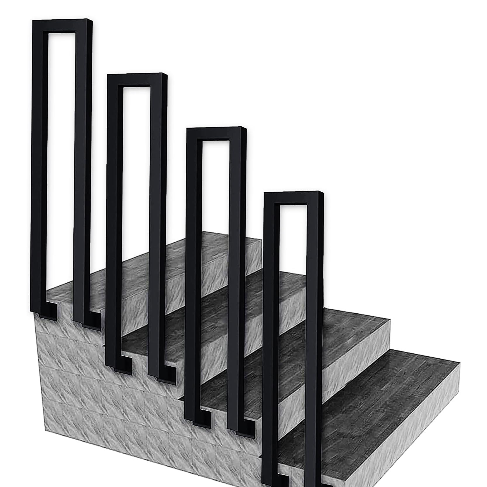 GLDYTVF U-Shaped Black Stair Handrail Railing,Side Mount Square Pipe Hand Rail,Safety Non-Slip Support Rod,for Indoor Outdoor Loft Corridor Garden Balcony(Size:55cm/21.7in)