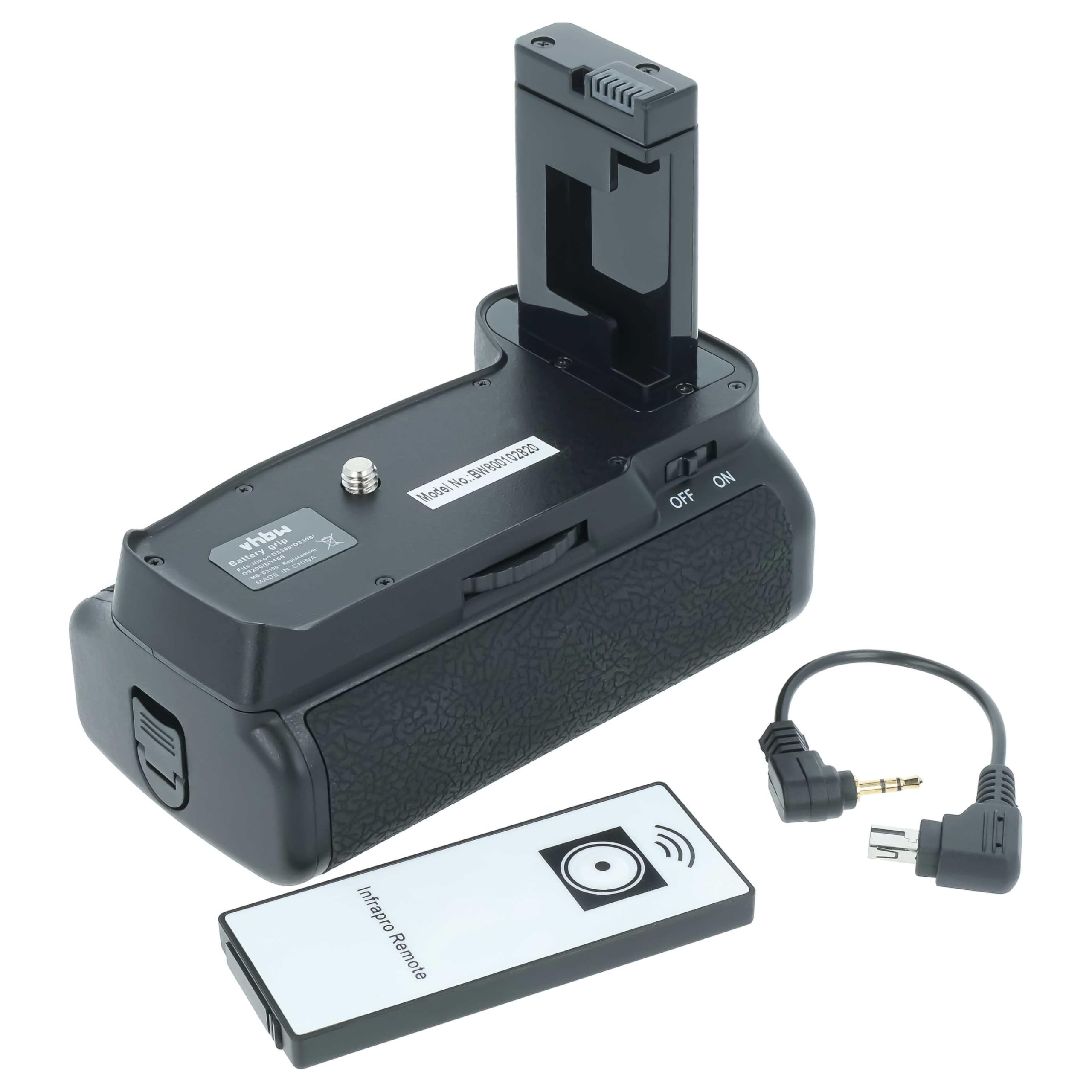 vhbw Grip Batterie | poignée d'alimentation compatible avec Nikon D3300, D3100, D3200 appareil photo + molette de sélection