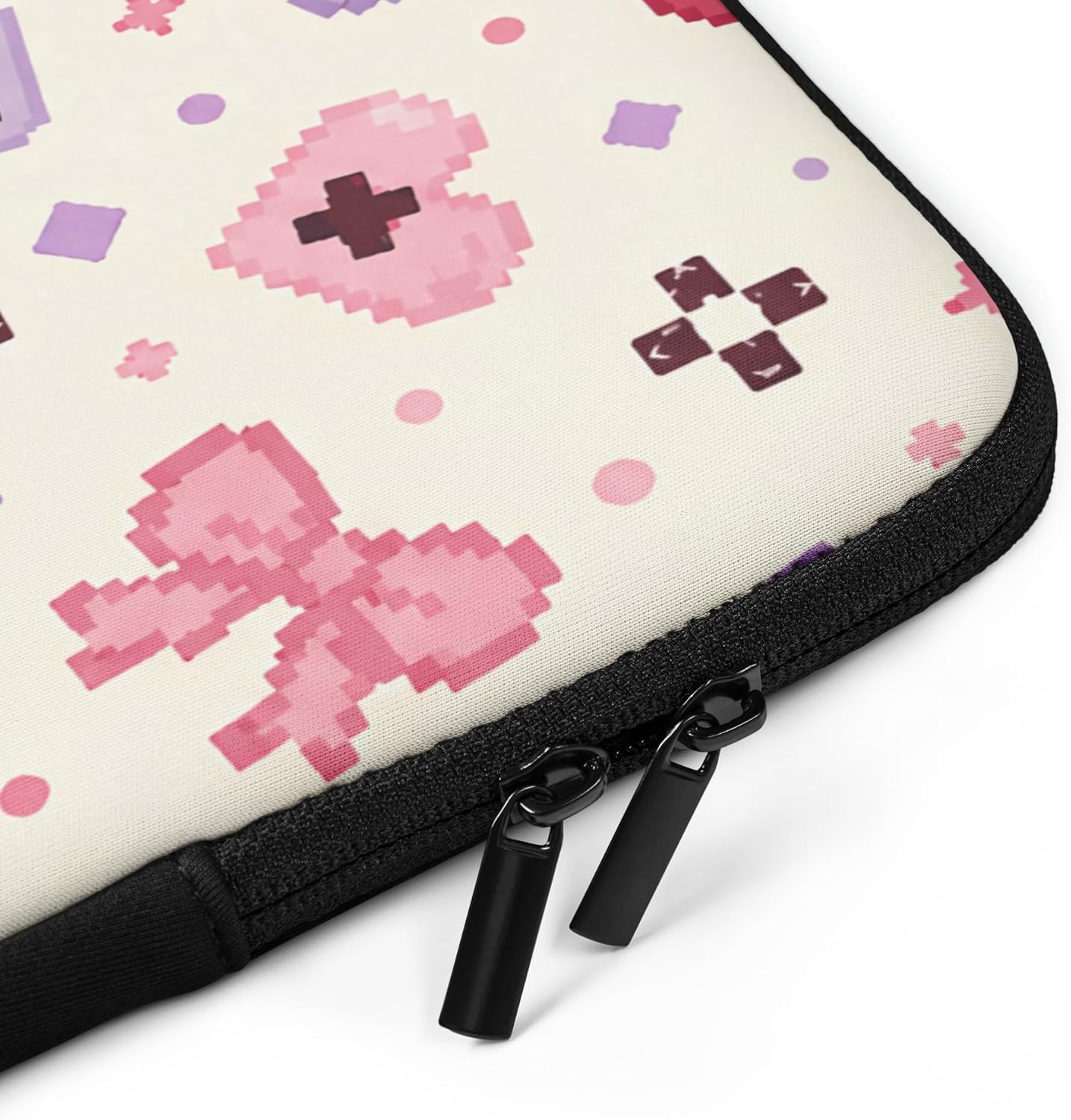 Pink Pixel Gaming Aesthetic Retro Gamer Hearts Bows Cherries Graphic Laptop Sleeve image 3