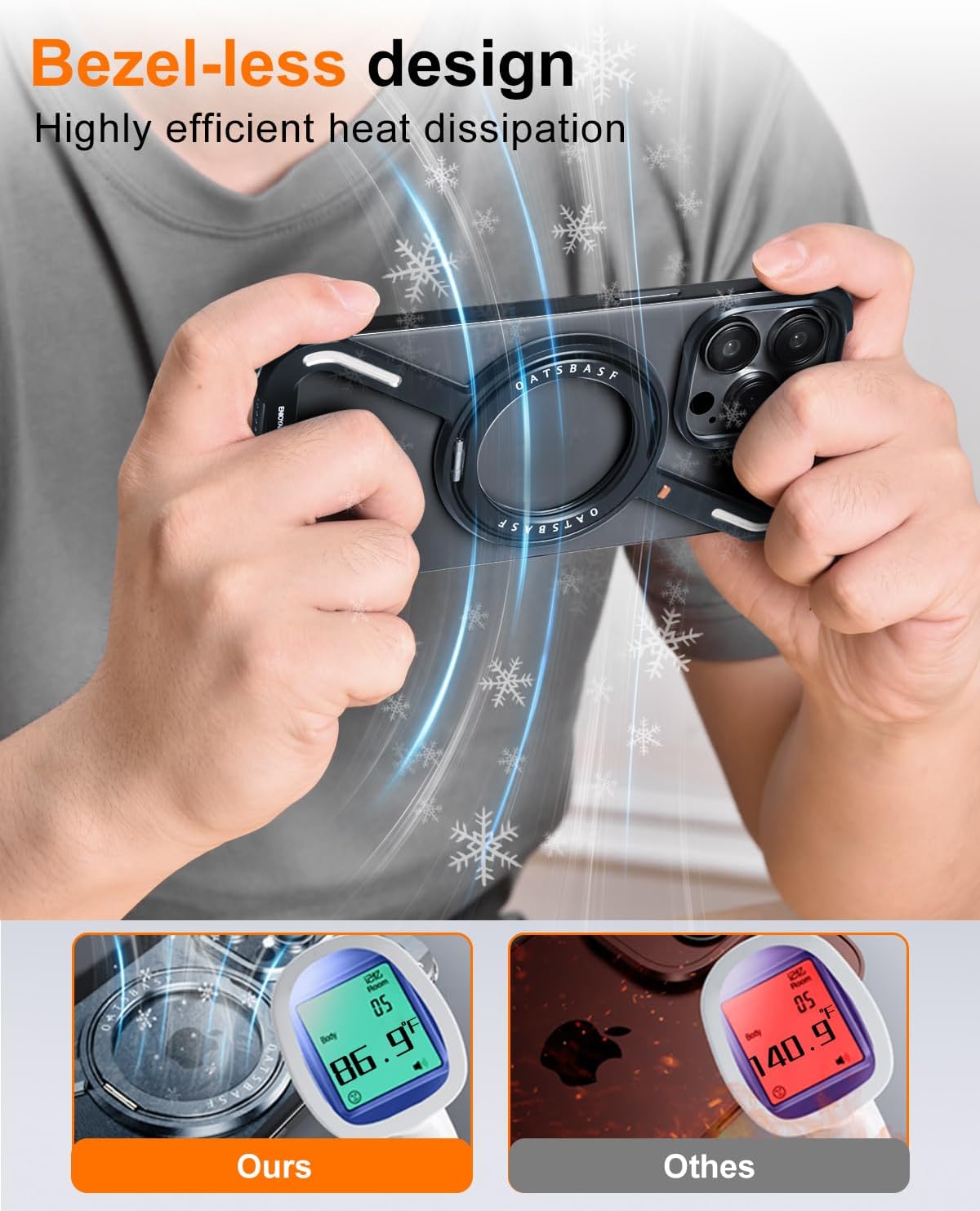 Z Case for iPhone 14 Promax Frameless, with Magnetic Kickstand 360° Rotatable Stand, Bezel Less Metal Slim Hard Shockproof Ultra Thin for iPhone 14 Pro Max Case with Ring Holder, Black - Image 4