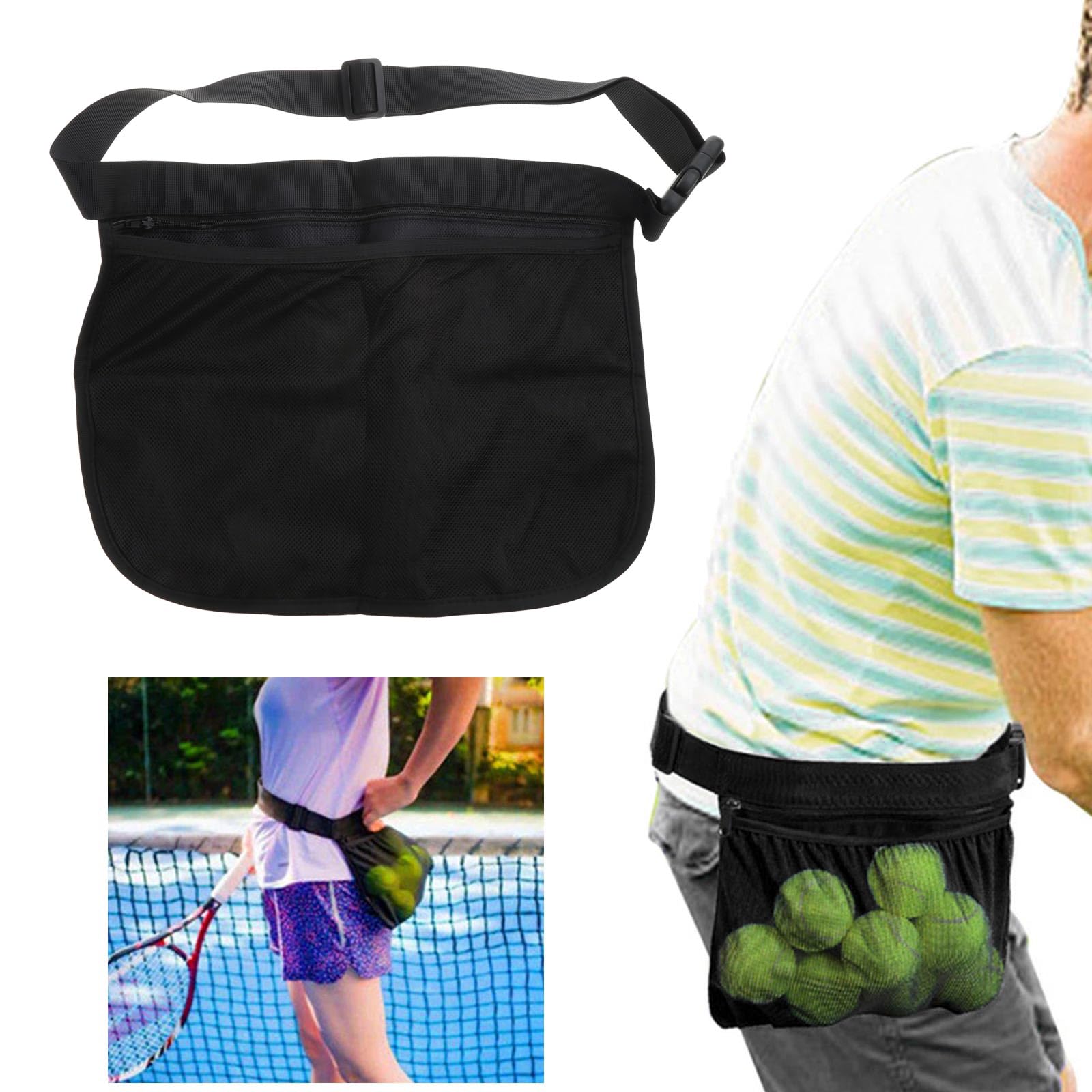 KAIXINXIN Tennis Holder Training Waist Adjustable Mesh Bag Storage Bag Tennis Balls Holding Accessory