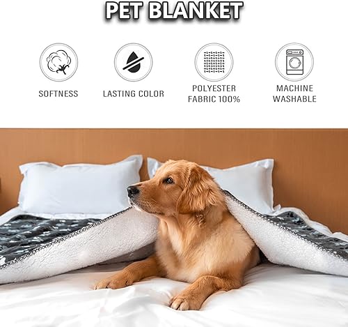 Miniatura 6 de Manta impermeable para mascotas, manta para perro, estampado de patrón súper suave, cálida y esponjosa, protector de cama para sofá, automóvil, a