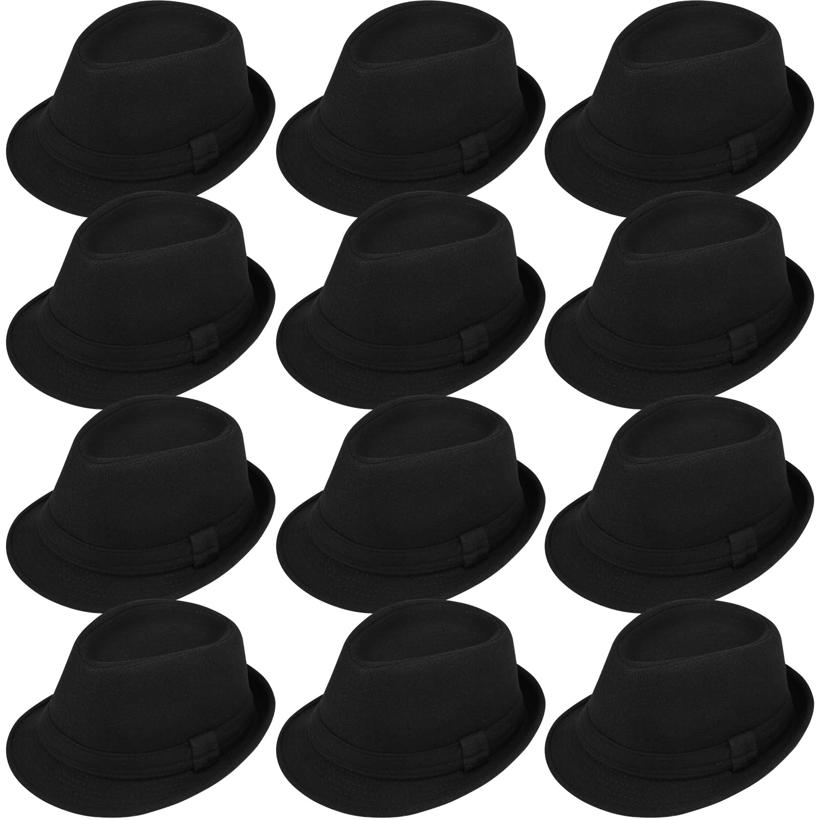 Photo 1 of SATINIOR 12 Pcs Felt Bowler Hats Bulk Vintage Gangster Mafia Manhattan 1920s Costume Hats for Halloween Cosplay Party Supplies (Manhattan,Black 2)